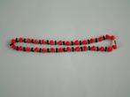 oud rood zwart roze porselein ketting kralen snoertje, Sieraden, Tassen en Uiterlijk, Kettingen, Ophalen of Verzenden