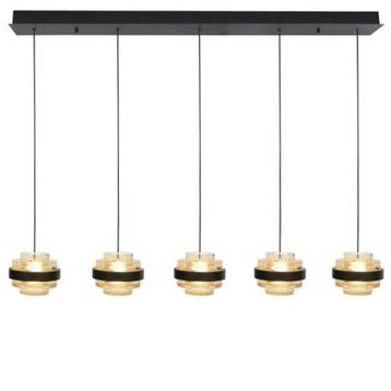 hanglamp zwart led champagne acryl glazen keuken tafel lamp