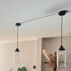 Hanglampen glas - Karwei Juno lampen L - 2 stuks, Huis en Inrichting, Lampen | Hanglampen, Ophalen, Zo goed als nieuw, Metaal