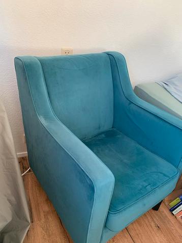 Fluwelen Cyaan Fauteuil/Stoel/Bankje
