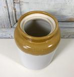 Steengoed pot half geglazuurde vaas grès pot zandkleur oker, Ophalen of Verzenden