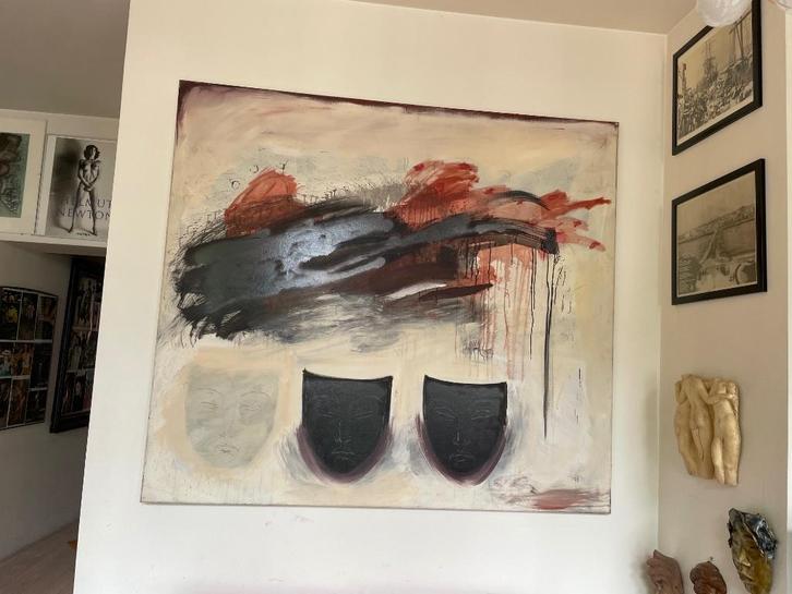 Zeer Groot Olieverf op Doek - Ien van Laanen - Medea Luik, Antiek en Kunst, Kunst | Schilderijen | Klassiek, Ophalen