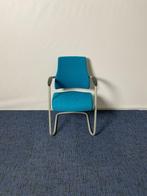 4 x Vergaderstoel Axia, blauw/groene stof, aluminium slede, Ophalen, Gebruikt, Blauw, Vier