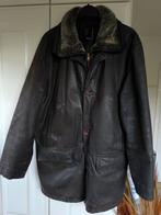 Bruine leren heren jas met bontkraag maat XL, Bruin, Maat 56/58 (XL), Ophalen of Verzenden, Zo goed als nieuw