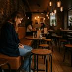 School chair vintage oude schoolstoelen eetkamerstoelen  776, Huis en Inrichting, Stoelen, Ophalen of Verzenden, Gebruikt, Bruin