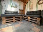 Lounge set / palletbanken met 3 sets kussens, Ophalen, Zo goed als nieuw, Hout
