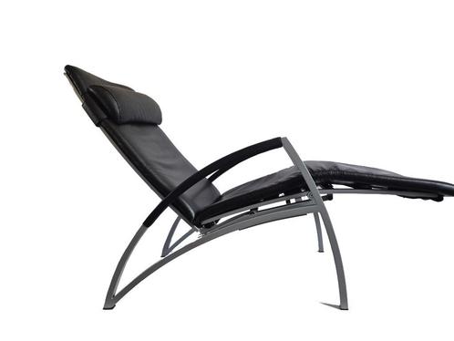 Schitterende minimalistische Interprofil Pax design recliner, Huis en Inrichting, Fauteuils, Gebruikt, Leer, Metaal, 50 tot 75 cm
