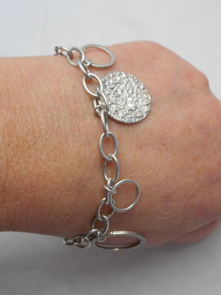 Zilveren Fossil armband met bedels nr.1277, Verzenden, Zo goed als nieuw, Met bedels of kralen, Zilver