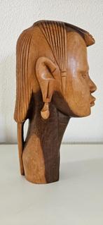 Teakhouten kop Masai uit Kenia, Antiek en Kunst, Ophalen of Verzenden