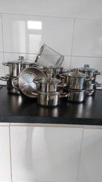 Pannenset 10 delig, Huis en Inrichting, Ophalen of Verzenden, Gebruikt, Rvs, Pannenset