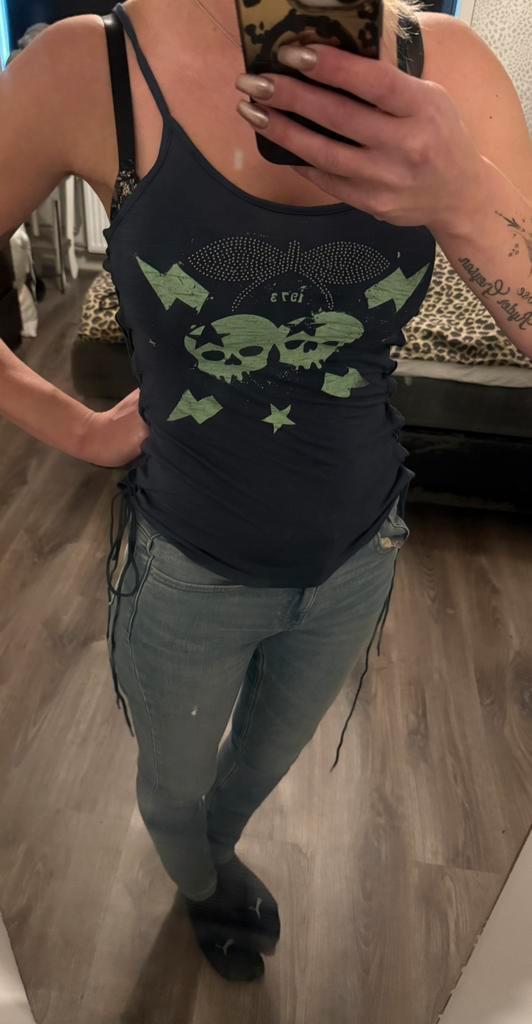 Pacha Ibiza top hemd donkerblauw groen skull print maat S |, Kleding | Dames, Tops, Nieuw, Maat 36 (S), Blauw, Zonder mouw, Ophalen of Verzenden