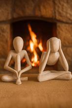 Coco Papaya Houten Beeldjes - De Denker & De Zwijger, Antiek en Kunst, Kunst | Beelden en Houtsnijwerken, Ophalen of Verzenden