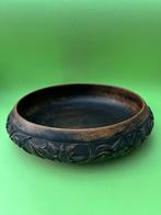 Vintage houten schaaltje met snijwerk edelweiss, Antiek en Kunst, Curiosa en Brocante, Ophalen of Verzenden