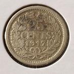 25 Cent / Zilveren Kwartje uit 1917 van Wilhelmina, Verzenden, Zilver, 25 cent, Koningin Wilhelmina