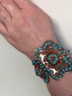 Oude Berber Armband Zilver Vintage Rood met Blauwe Steentjes, Ophalen of Verzenden, Gebruikt, Zilver