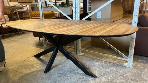 Ovale Eetkamertafel met kruispoot, Huis en Inrichting, Tafels | Eettafels, Nieuw, 100 tot 150 cm, 200 cm of meer, Vijf personen of meer