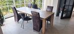 Zware, massieve eettafel met 8 stoelen, Ophalen, Gebruikt, 50 tot 100 cm, Vijf personen of meer