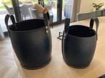 Zwarte rubber manden met handvatten - set van 2, Ophalen, Overige materialen, Mand, Rond