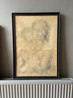 Tekening Christian / Chris de Moor 1941 Maria met kind, Antiek en Kunst, Kunst | Tekeningen en Foto's, Ophalen