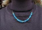 Lichtblauw glazen halsketting, Ophalen of Verzenden, Zo goed als nieuw, Blauw, Overige materialen