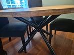 Ronde Eettafel Mangohout - Ø130cm - 6cm Blad plus 4 stoelen, Huis en Inrichting, Tafels | Eettafels, Ophalen, Rond, Zo goed als nieuw