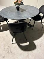 Eettafel met 4 zwarte velvet stoelen - Nieuwstaat!, ., ., Rond, Ophalen of Verzenden