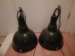 2 zwarte metalen hanglampen, Huis en Inrichting, Lampen | Hanglampen, Ophalen, Zo goed als nieuw, Minder dan 50 cm