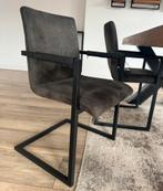 Eetkamer stoelen 4x antraciet suede, Ophalen, Zo goed als nieuw, Grijs, Vier