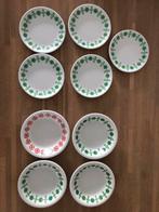 Retro melamine rocamine bordjes wit groen of oranje motief, Ophalen of Verzenden