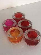Waxinelichthouder Dik Glas Kleur Rood Rose Orange, Overige materialen, Gebruikt, Ophalen of Verzenden, Rood