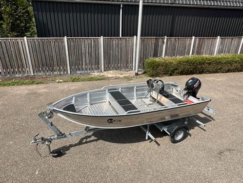 Z.g.a.n aluminium consoleboot compleet met motor en trailer, Watersport en Boten, Vis- en Consoleboten, Zo goed als nieuw, Tot 10 pk