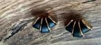 Vintage clips oorbellen zwart/ goud 3,5 cm, Sieraden, Tassen en Uiterlijk, Oorbellen, Ophalen of Verzenden, Zo goed als nieuw
