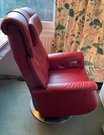 Rode echt lederen sta-op stoel Prominent, Huis en Inrichting, Stoelen, Ophalen, Leer, Zo goed als nieuw, Eén
