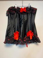 Elegante zwarte korset met rode accenten - Maat S, Ophalen of Verzenden, Zwart, Body of Korset