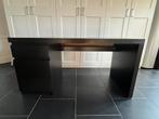 Bureau Malm Ikea zwart/bruin 140x65, Ophalen, Gebruikt, Bureau