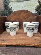 6 bekers landschap zwart societe ceramique Maastricht, Antiek en Kunst, Antiek | Servies los, Ophalen of Verzenden
