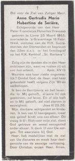 Anna G.M. de Serrière 1865 Linne + 1944 Den Haag, 78 jaar, Verzenden, Bidprentje