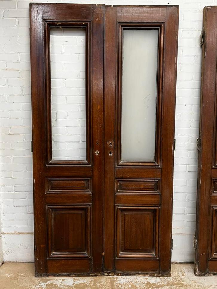 Oude eiken openslaande deuren, Den Haag 1755, Doe-het-zelf en Verbouw, Deuren en Horren, Gebruikt, Buitendeur, 200 tot 215 cm