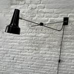 midcentury wandlamp / hengellamp zwart staal - industrieel, Gebruikt, Midcentury modern, Onbekend, Ophalen of Verzenden