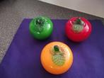 glazen appels 3 stuks zwaar kleur oranje rood groen 10 cm, Ophalen