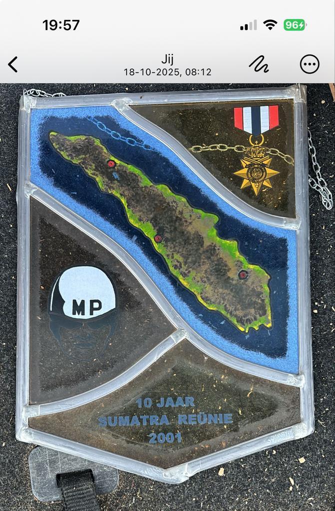 Glas in Lood Herinneringsbord Marechaussee Sumatra, Verzamelen, Overige Verzamelen, Gebruikt, Ophalen of Verzenden