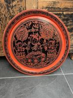 Burma handbeschilderd wandbord boeddha schaal Burmese, Huis en Inrichting, Verburgt Vintage, Schaal, Rond, Ophalen of Verzenden