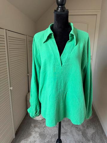 Blouse tuniek oversized mousseline wafelkatoen groen XXL/44 beschikbaar voor biedingen