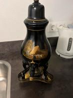 Kraantjespot zwart met mooie schildering, Antiek en Kunst, Antiek | Tin, Ophalen of Verzenden