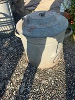 Emmer of ton met deksel zinken gegalvaniseerd, Tuin en Terras, Bloembakken en Plantenbakken, Ophalen, Gebruikt, Minder dan 30 cm