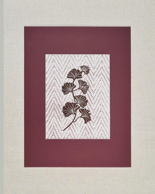 Botanische print Ginko blad bordeaux rood 30x40 cm, Huis en Inrichting, Woonaccessoires | Schilderijen, Tekeningen en Foto's, Nieuw