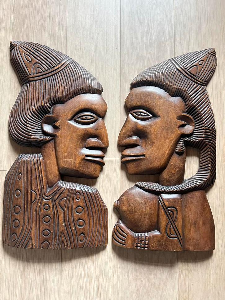 Houten Wanddecoratie Afrikaanse Stijl, Antiek en Kunst, Kunst | Beelden en Houtsnijwerken, Ophalen