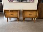 2x Mid Century Vintage Nachtkastje, Ophalen, Zo goed als nieuw, Hout, Minder dan 45 cm