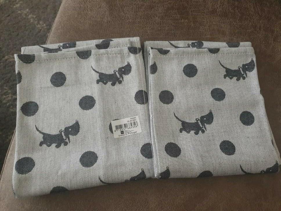 2 Nieuwe Hema Takkie Theedoeken 65x65 cm, Ophalen of Verzenden, Nieuw, Grijs, Theedoek of Handdoek