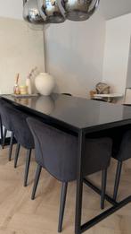 Moderne eettafel 180x90 met keramisch blad, Huis en Inrichting, Stoelen, Ophalen, Gebruikt, Zwart, Metaal